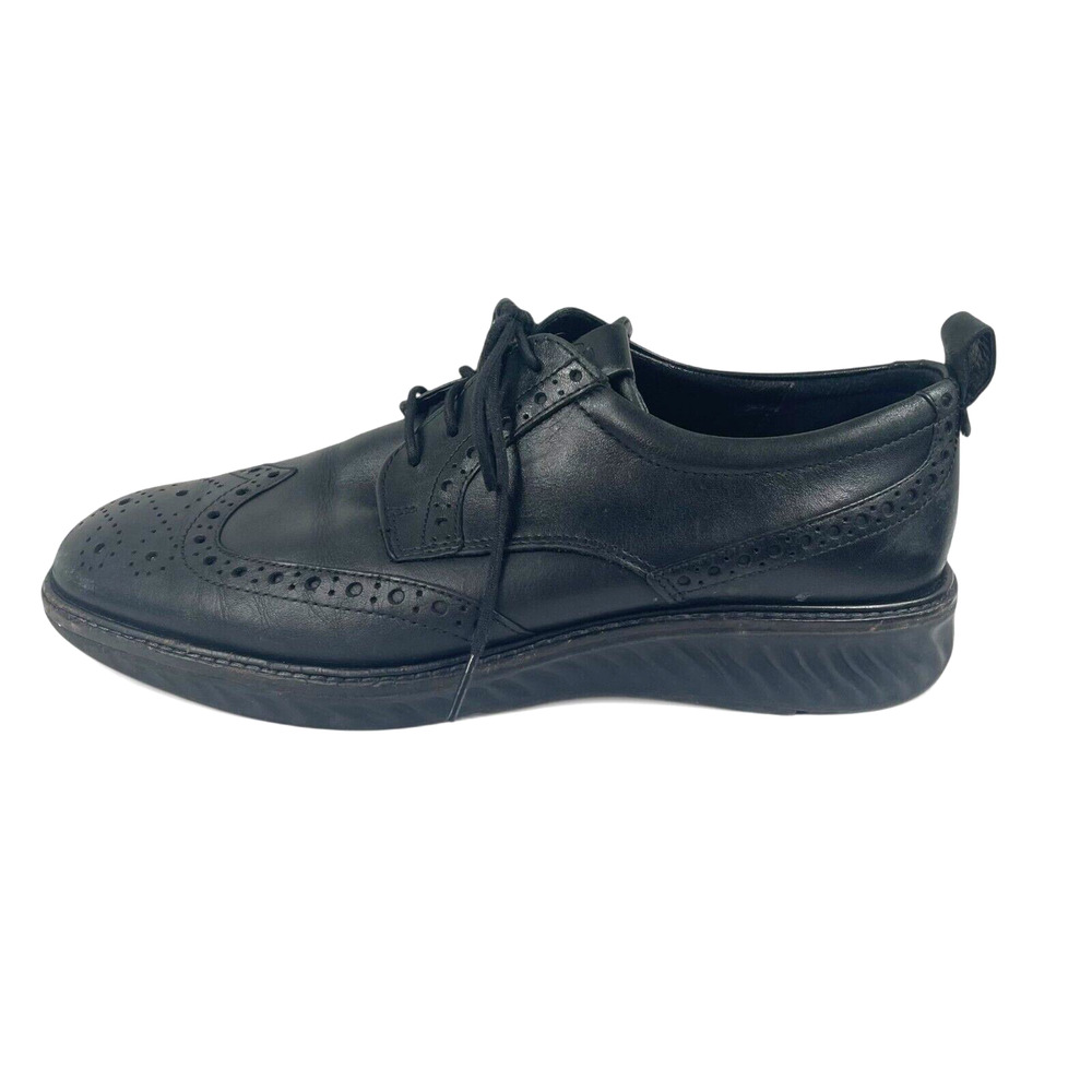 ECCO Hybrid Brogue Black Leather Oxford Wing Tip Black Sz 7 Brogue Comfort